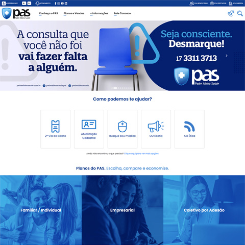 Site Padre Albino Saúde desenvolvido pela Carbon Web