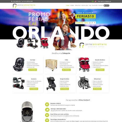 Site Prime Strollers desenvolvido pela Carbon Web